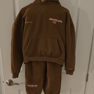 Drmerland Brown Hoodie and Sweatpants Set